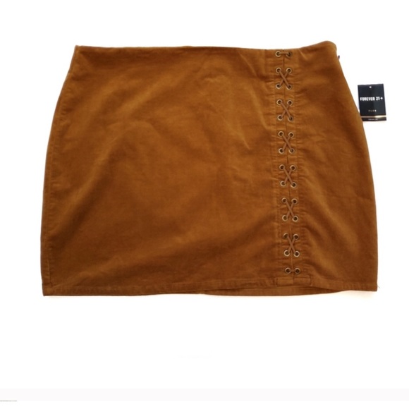 New Forever 21 3X Velvet Lace Up Mini Skirt - Picture 2 of 5